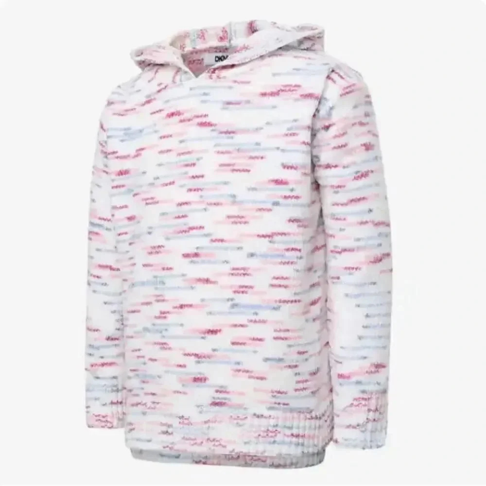 #2 DKNY Youth  Chenille Sweater Pink Blue White NWT X-Small Medium Soft W Hood